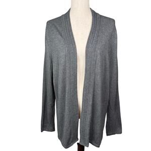 Talbots Women’s Gray Open Front Cardigan Sweater Ribbed size XL Minimalist Cozy
